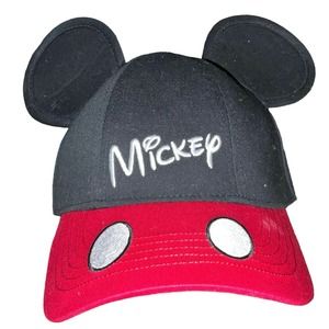 Disney Mickey Cap/Hat Black~White Embroidery~with Ears~Red Bill~Eyes Snap back